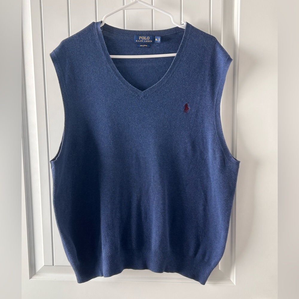 Polo Ralph Lauren Navy Pima Cotton Knit Vest –Timeless Business Casual Essential